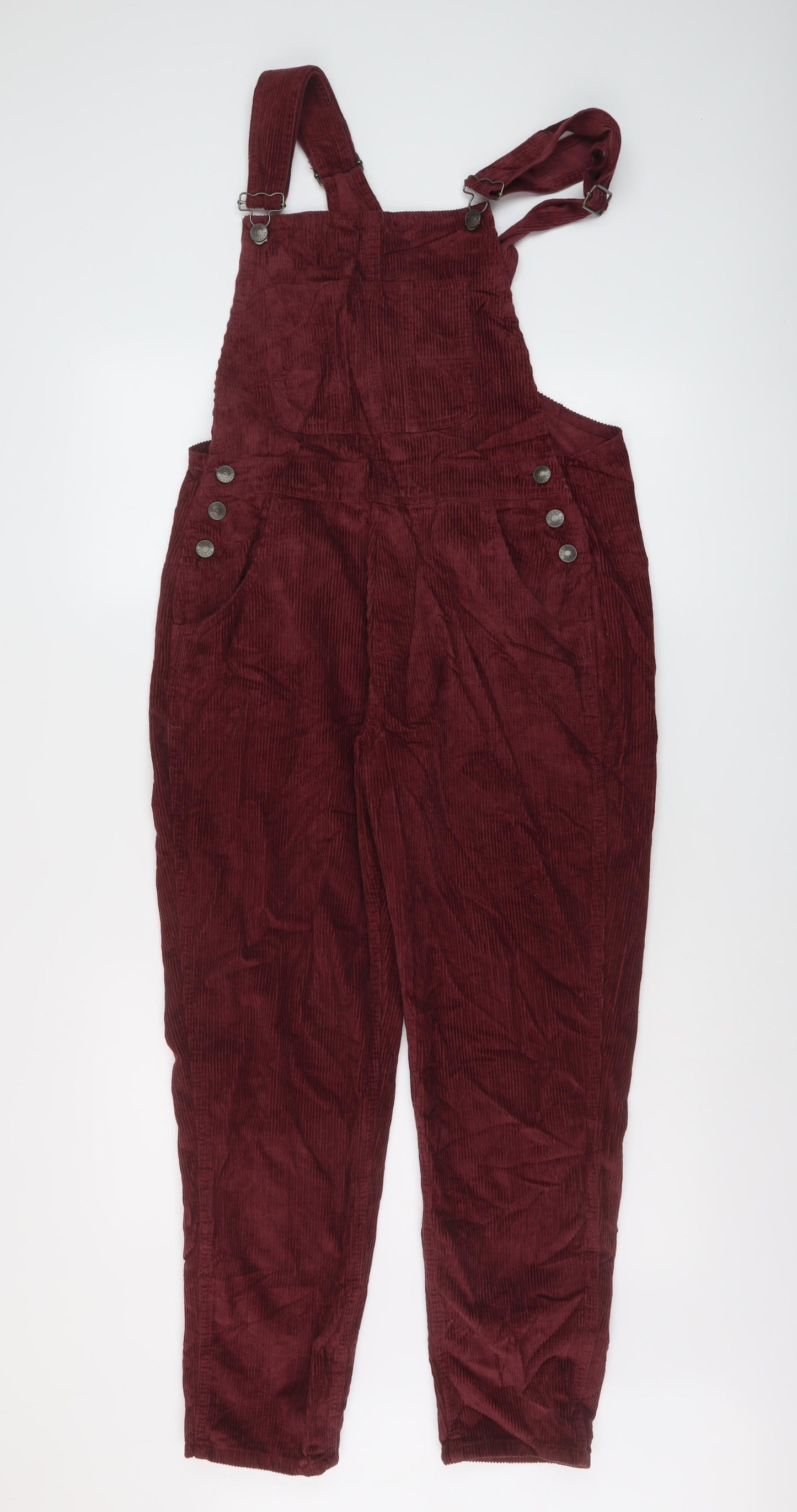 Fat Face Womens Red Cotton Dungaree One-Piece Size 10 L25 in Buckle