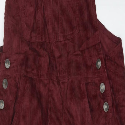 Fat Face Womens Red Cotton Dungaree One-Piece Size 10 L25 in Buckle