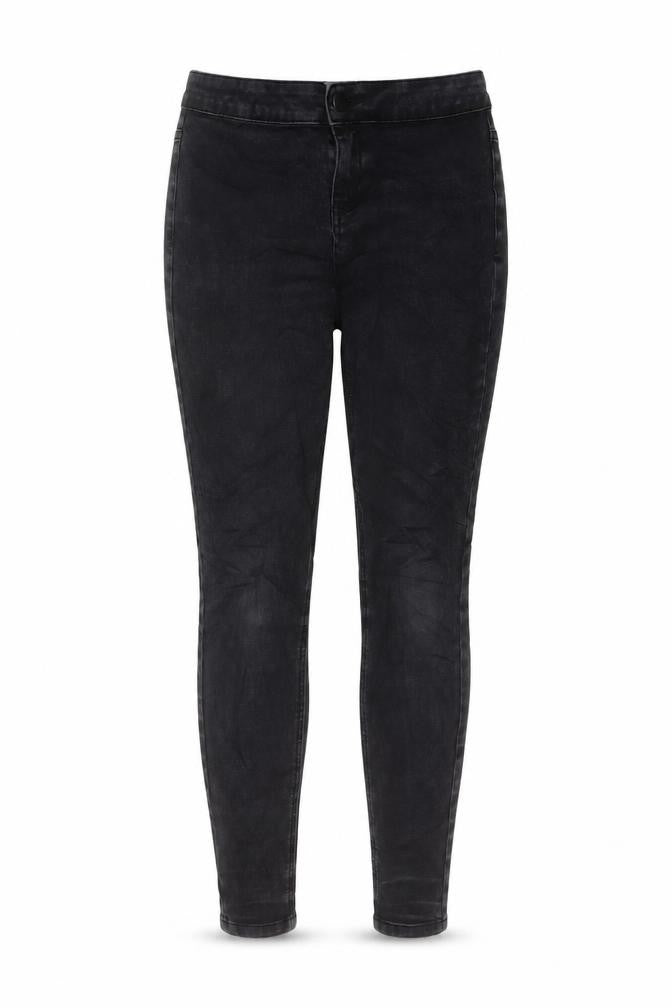 Front view of Tu women’s green cotton jegging jeans, size UK 10, 27-inch leg regular button