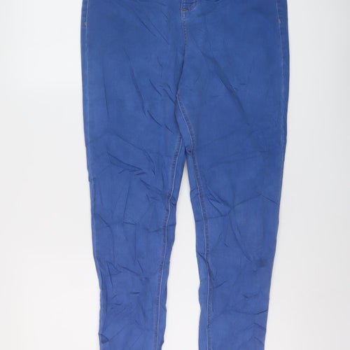 Marks and Spencer Womens Blue Cotton Skinny Jeans Size 14 L29 in Regular Button