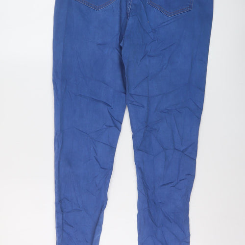 Marks and Spencer Womens Blue Cotton Skinny Jeans Size 14 L29 in Regular Button