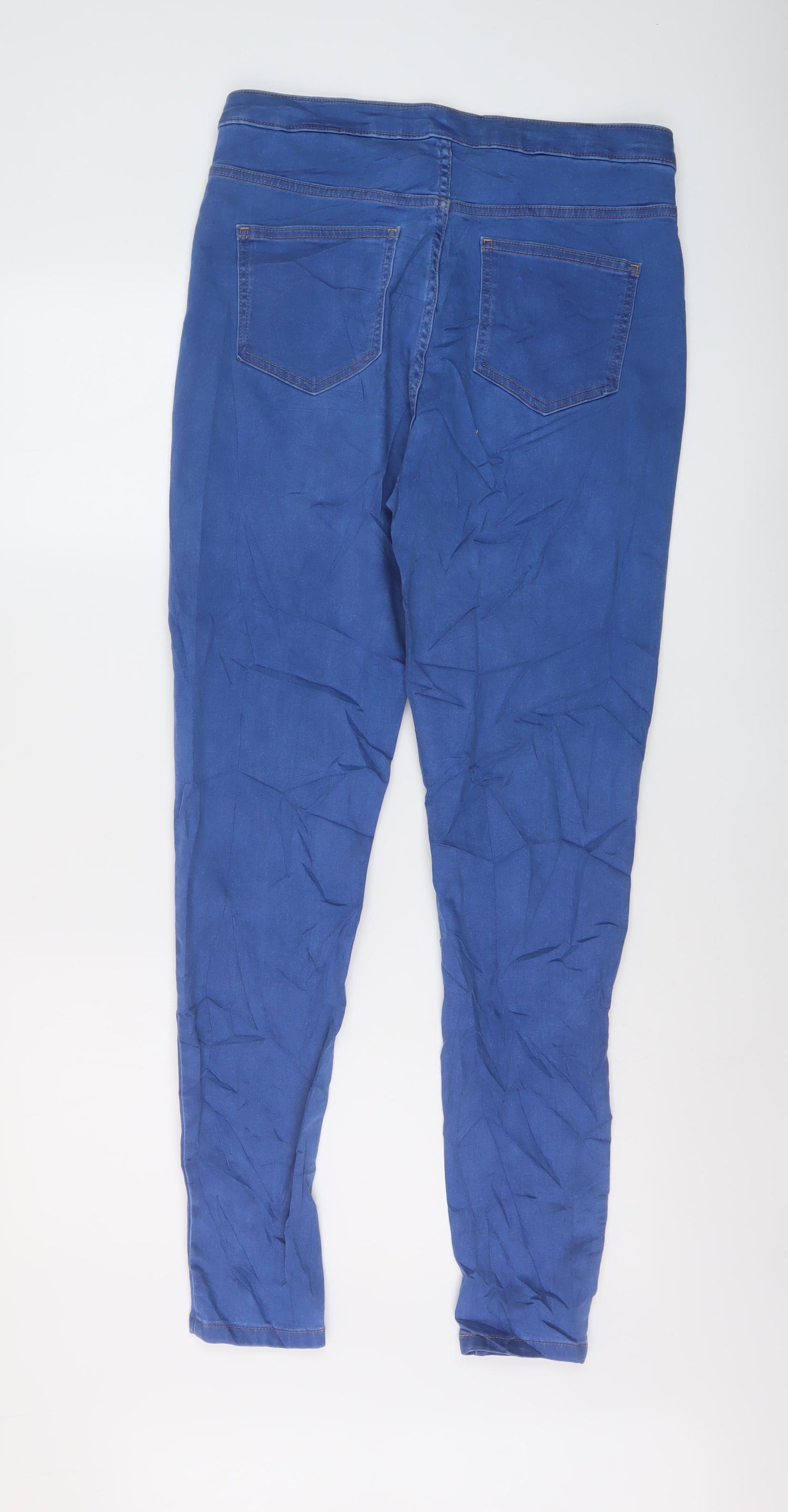 Marks and Spencer Womens Blue Cotton Skinny Jeans Size 14 L29 in Regular Button