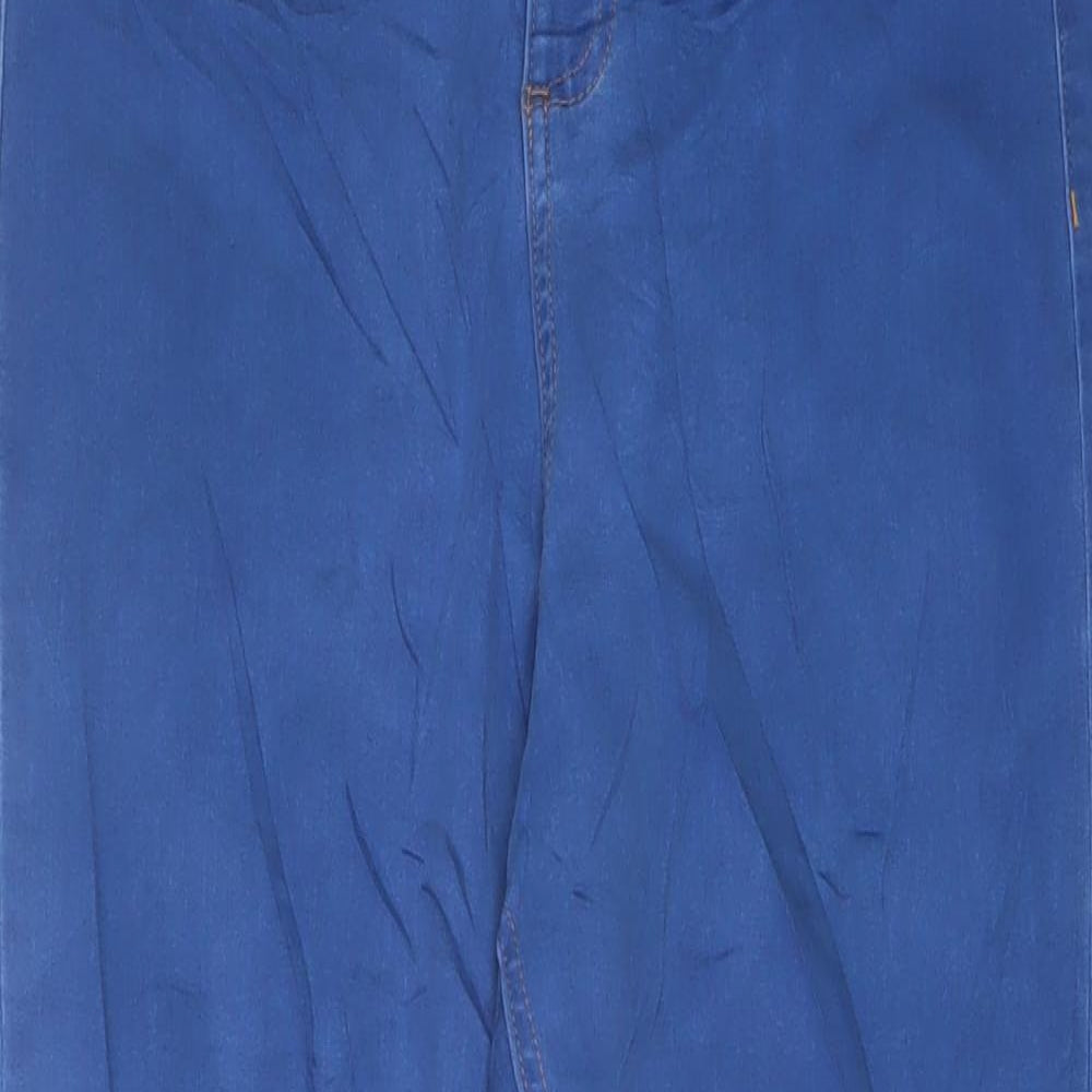 Marks and Spencer Womens Blue Cotton Skinny Jeans Size 14 L29 in Regular Button