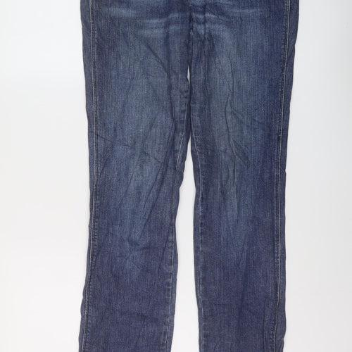Warehouse Womens Blue Cotton Straight Jeans Size 10 L32 in Regular Button
