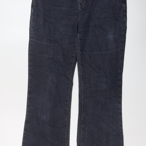Per 7Una Womens Blue Cotton Bootcut Jeans Size 14 L32 in Regular Button