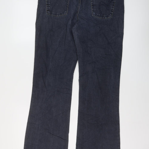 Per 7Una Womens Blue Cotton Bootcut Jeans Size 14 L32 in Regular Button