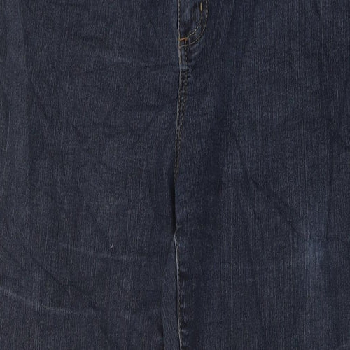 Per 7Una Womens Blue Cotton Bootcut Jeans Size 14 L32 in Regular Button