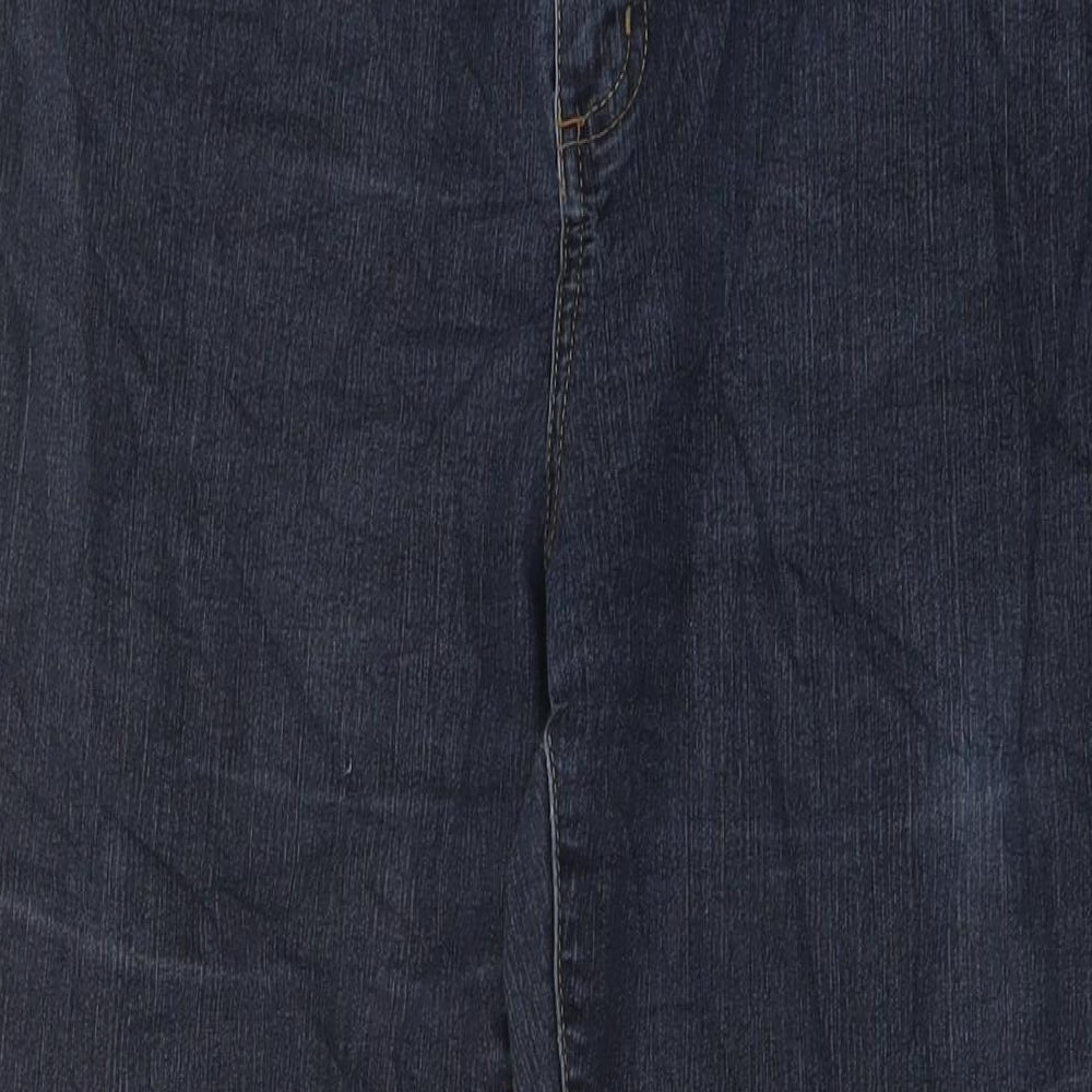 Per 7Una Womens Blue Cotton Bootcut Jeans Size 14 L32 in Regular Button