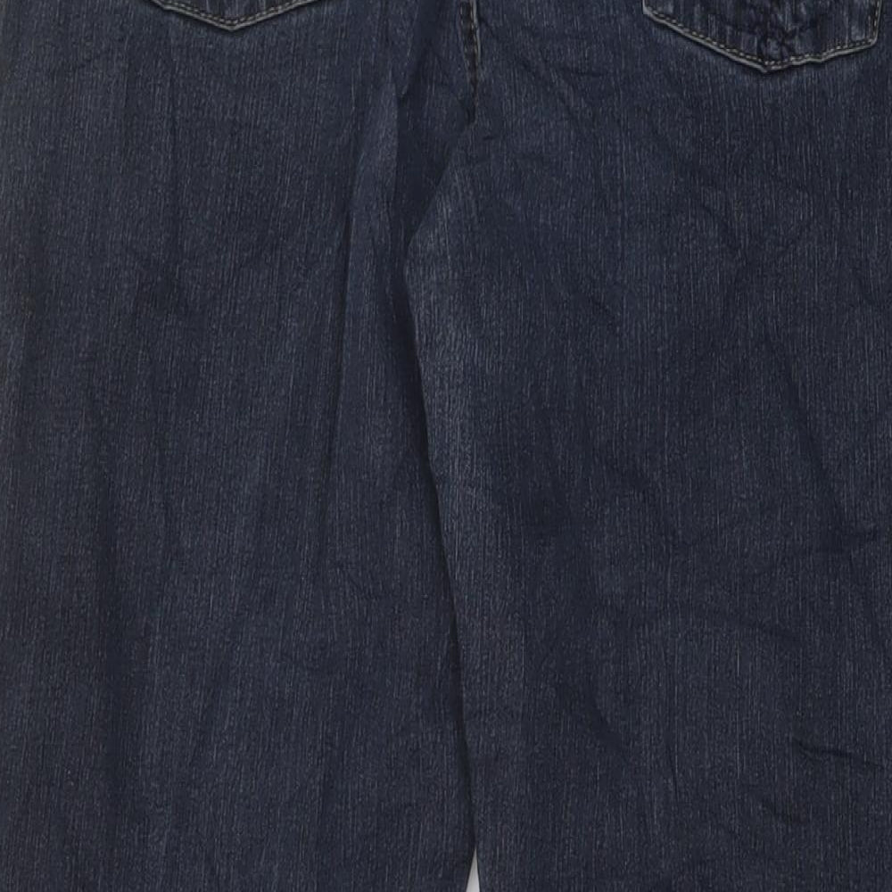 Per 7Una Womens Blue Cotton Bootcut Jeans Size 14 L32 in Regular Button