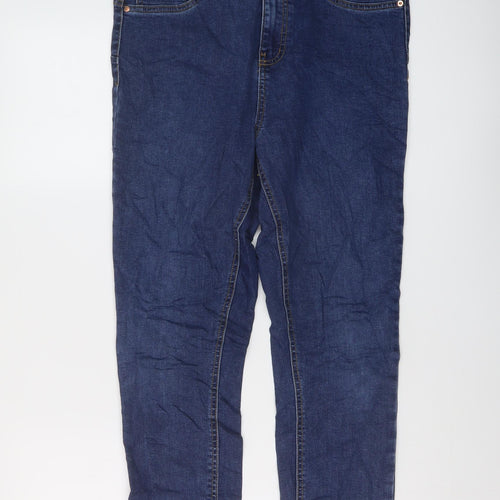 Denim & Co. Womens Blue Cotton Skinny Jeans Size 14 L27 in Regular Button