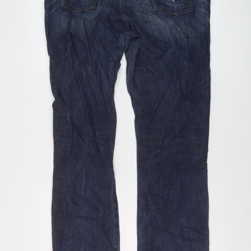 Jeff&Co Womens Blue Cotton Bootcut Jeans Size 16 L32 in Regular Button