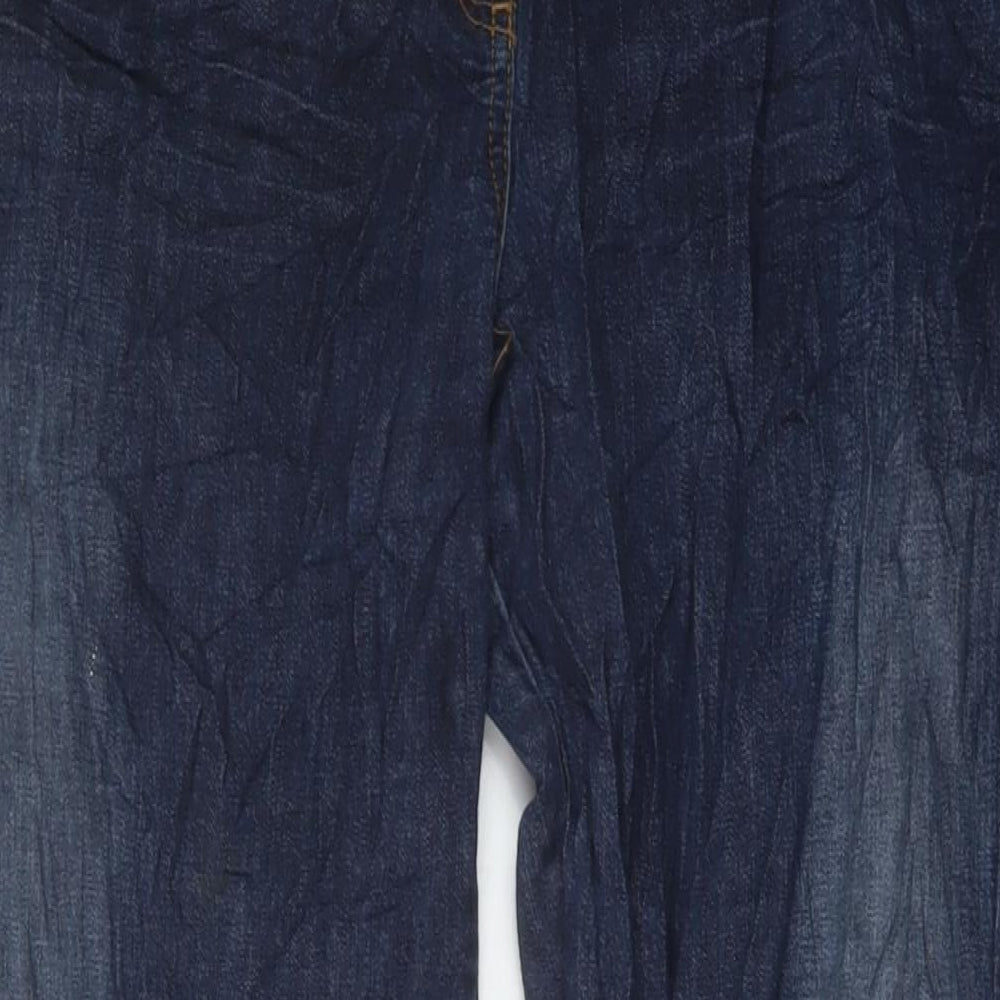 Jeff&Co Womens Blue Cotton Bootcut Jeans Size 16 L32 in Regular Button