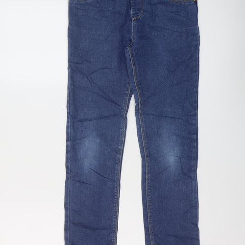 Denim & Co. Boys Blue Cotton Straight Jeans Size 11-12 Years Regular Pullover