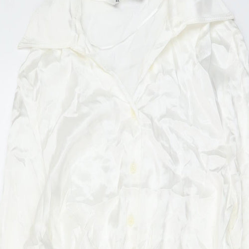Zara Womens Ivory Polyester Shirt Dress Size S Collared Zip
