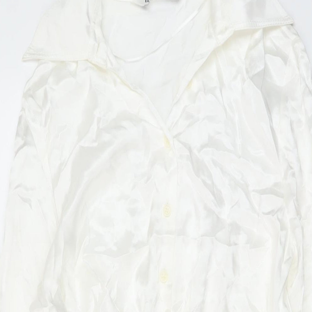 Zara Womens Ivory Polyester Shirt Dress Size S Collared Zip