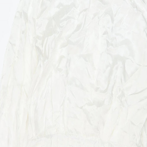 Zara Womens Ivory Polyester Shirt Dress Size S Collared Zip
