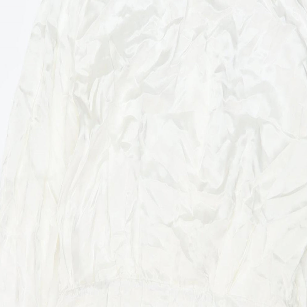 Zara Womens Ivory Polyester Shirt Dress Size S Collared Zip