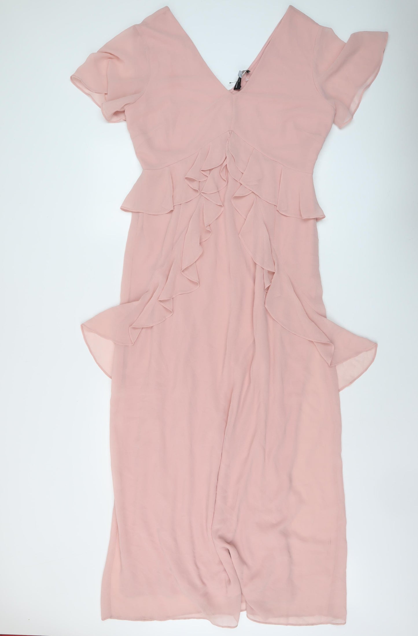 Dorothy Perkins Womens Pink Polyester Maxi Size 16 V-Neck Zip