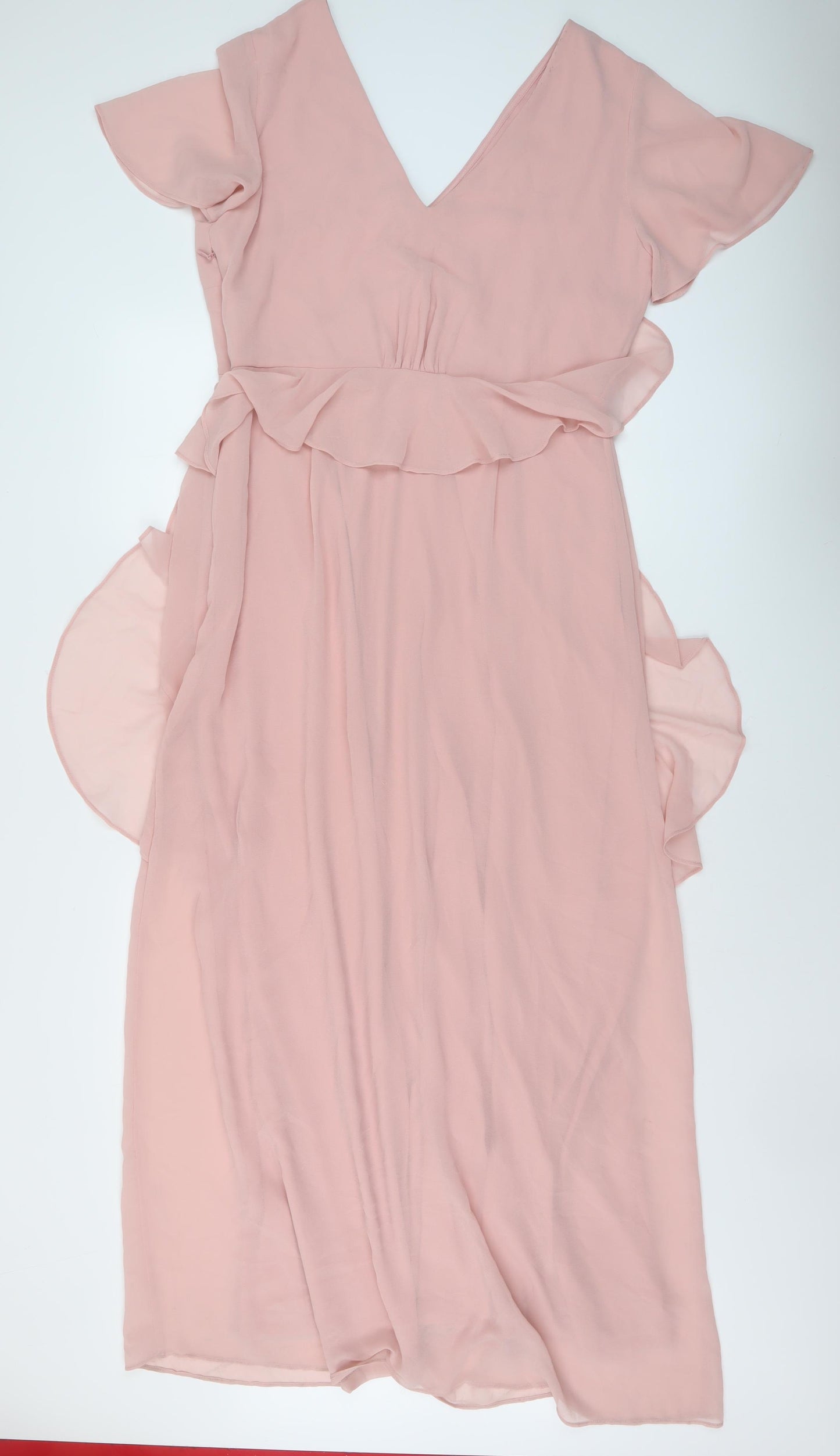 Dorothy Perkins Womens Pink Polyester Maxi Size 16 V-Neck Zip