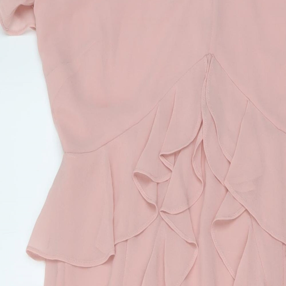 Dorothy Perkins Womens Pink Polyester Maxi Size 16 V-Neck Zip