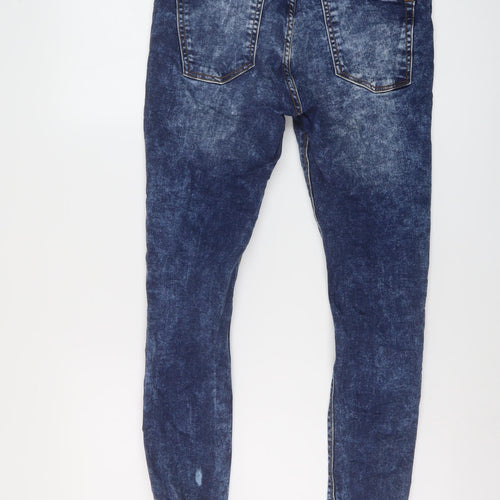 Pull&Bear Mens Blue Cotton Skinny Jeans Size 30 in L26 in Regular Button