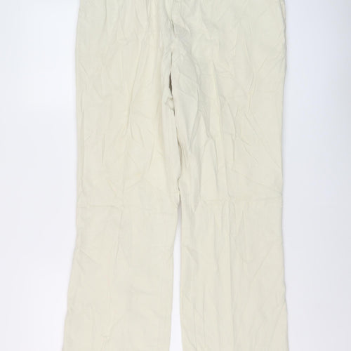 Marks and Spencer Womens Beige Cotton Straight Jeans Size 16 L30 in Regular Button