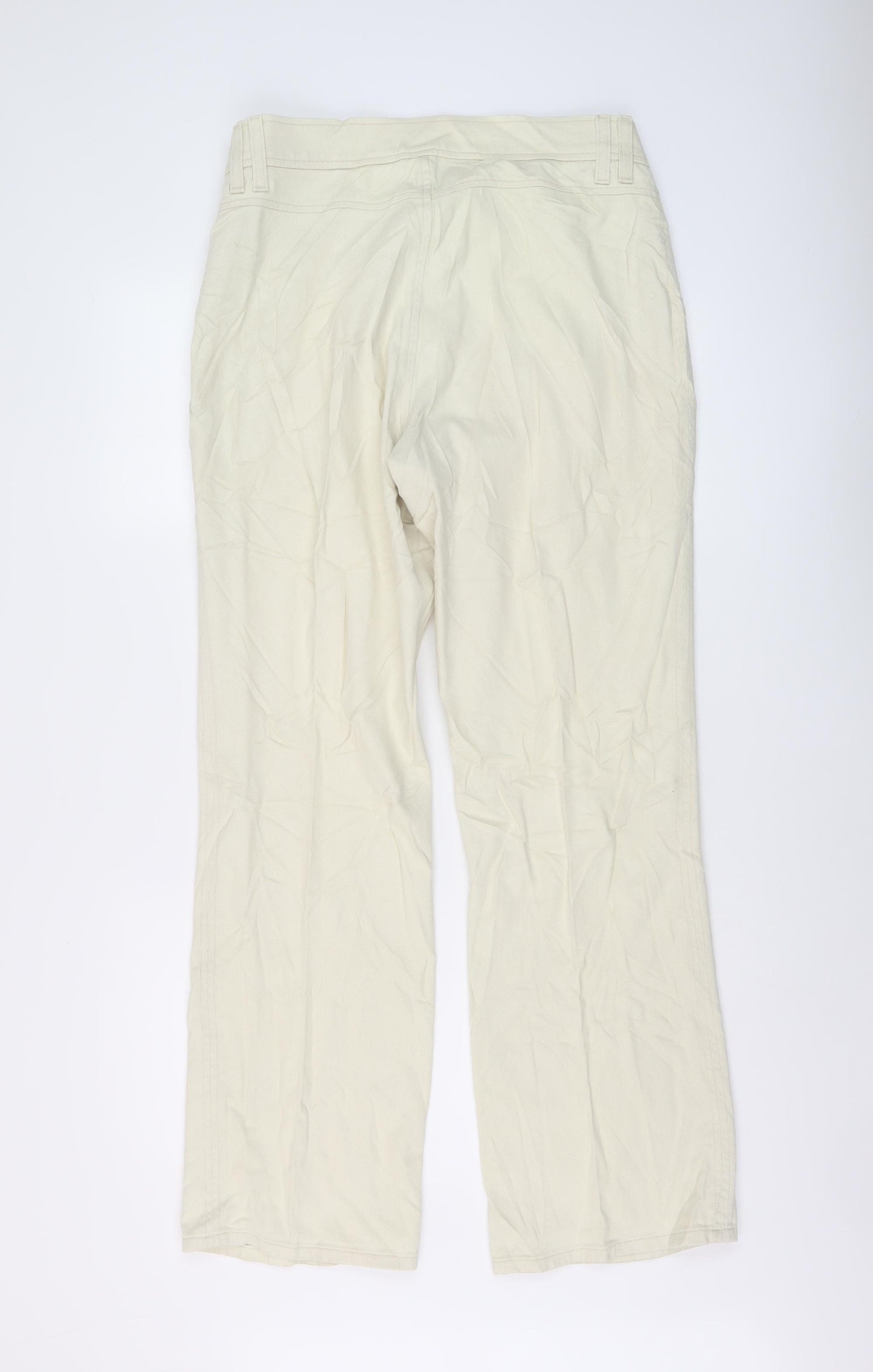 Marks and Spencer Womens Beige Cotton Straight Jeans Size 16 L30 in Regular Button