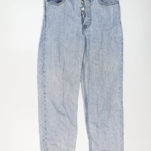 H&M Womens Blue Cotton Mom Jeans Size 8 L26 in Regular Button