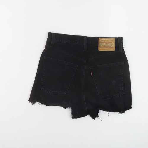 Levi's Womens Black Cotton Hot Pants Shorts Size 24 in L3 in Regular Button