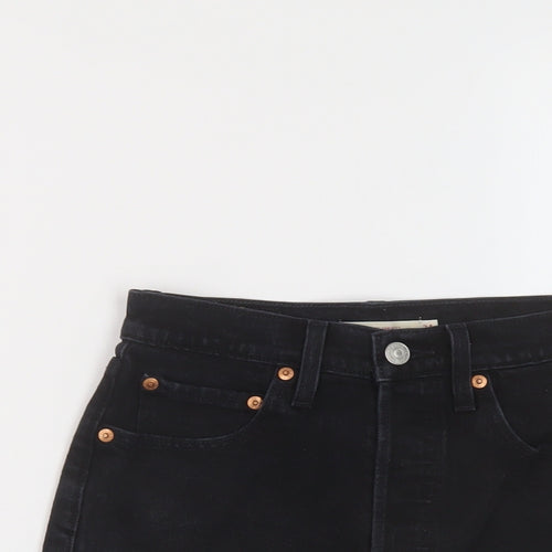 Levi's Womens Black Cotton Hot Pants Shorts Size 24 in L3 in Regular Button