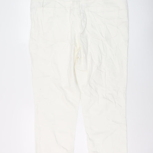 F&F Womens Ivory Cotton Straight Jeans Size 18 L26 in Regular Button