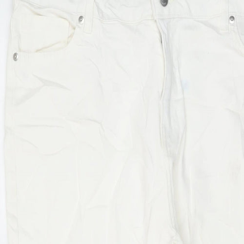 F&F Womens Ivory Cotton Straight Jeans Size 18 L26 in Regular Button