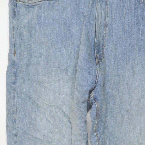 Marks and Spencer Mens Blue Cotton Straight Jeans Size 38 in L29 in Slim Button
