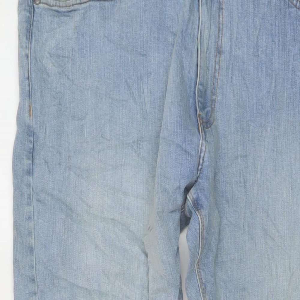 Marks and Spencer Mens Blue Cotton Straight Jeans Size 38 in L29 in Slim Button
