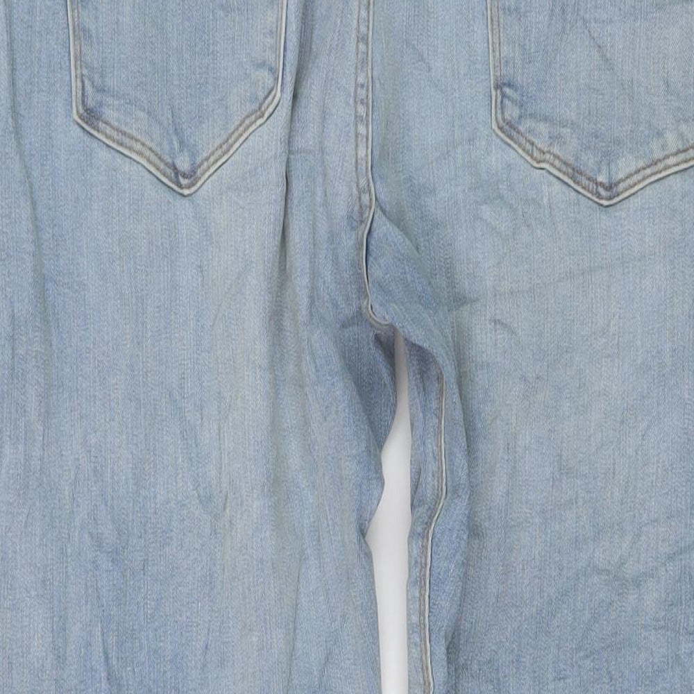 Marks and Spencer Mens Blue Cotton Straight Jeans Size 38 in L29 in Slim Button