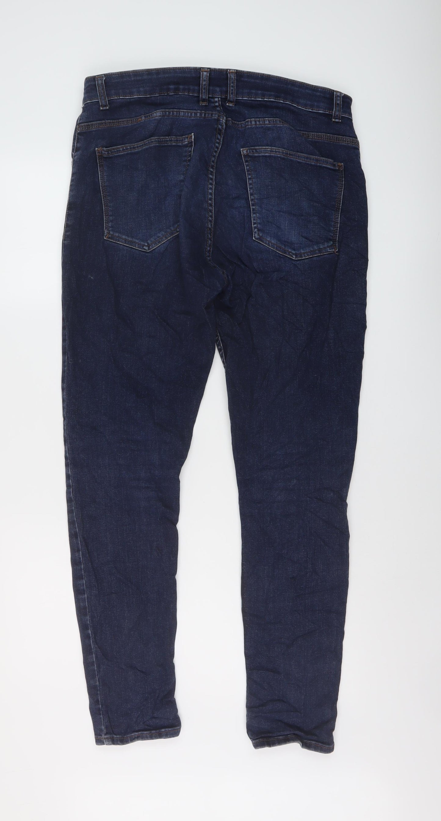 Zara Mens Blue Cotton Skinny Jeans Size 34 in L30 in Regular Button