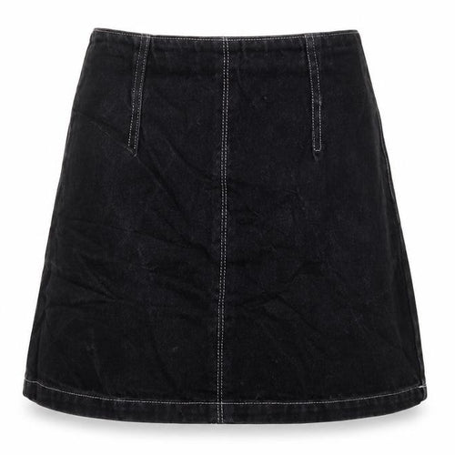 Topshop Womens Black Cotton Mini Skirt Size 8 Zip