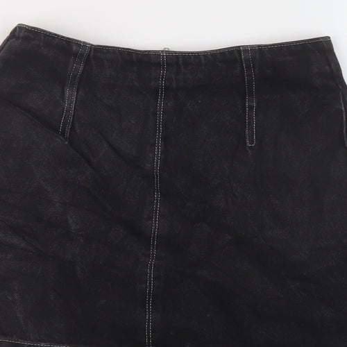 Topshop Womens Black Cotton Mini Skirt Size 8 Zip