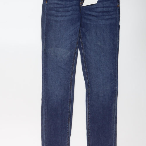 Zara Womens Blue Cotton Skinny Jeans Size 8 L28 in Regular Button