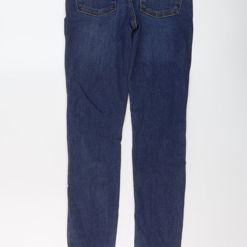 Zara Womens Blue Cotton Skinny Jeans Size 8 L28 in Regular Button