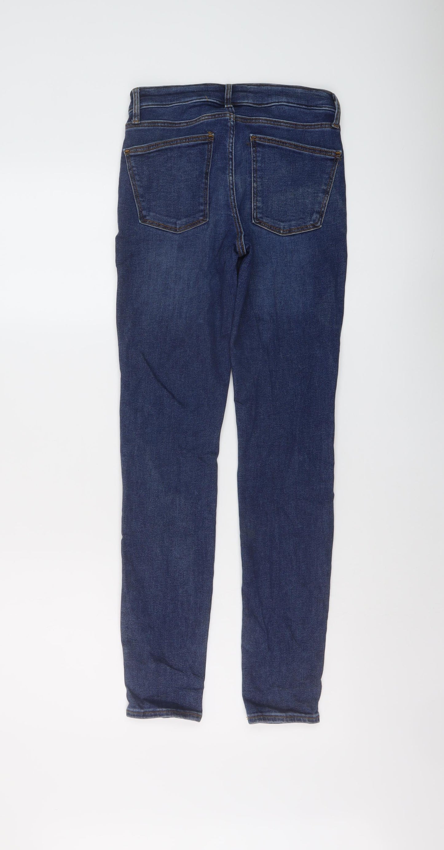 Zara Womens Blue Cotton Skinny Jeans Size 8 L28 in Regular Button