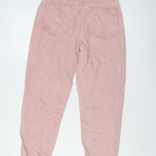 Bershka Womens Pink Cotton Mom Jeans Size 6 L24 in Regular Button