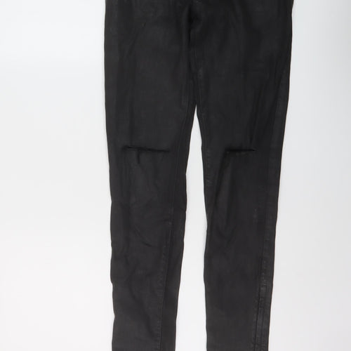 Zara Womens Black Cotton Skinny Jeans Size 10 L29 in Regular Button