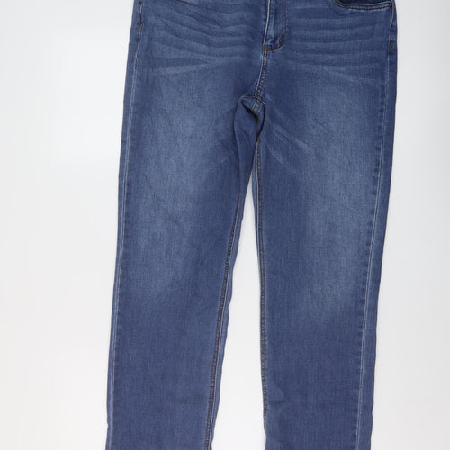 George Womens Black Cotton Straight Jeans Size 14 L29 in Regular Button