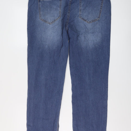 George Womens Black Cotton Straight Jeans Size 14 L29 in Regular Button