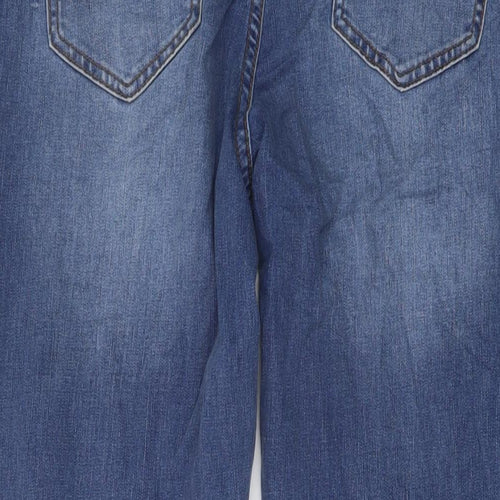 George Womens Black Cotton Straight Jeans Size 14 L29 in Regular Button