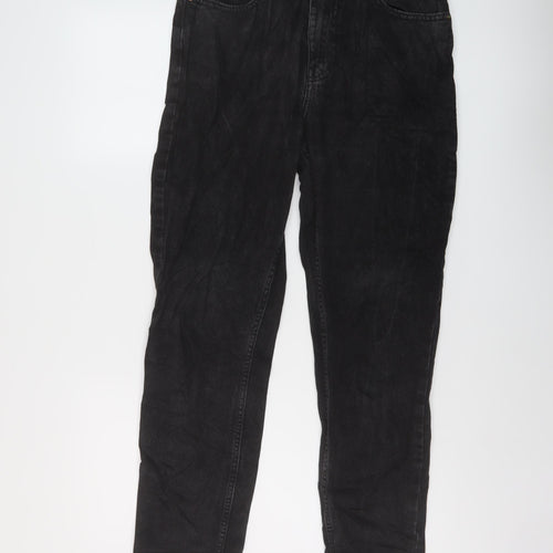 Denim & Co. Womens Grey Cotton Straight Jeans Size 12 L28 in Regular Button