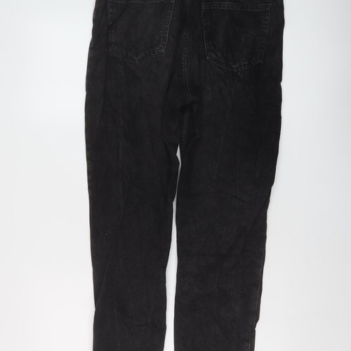 Denim & Co. Womens Grey Cotton Straight Jeans Size 12 L28 in Regular Button