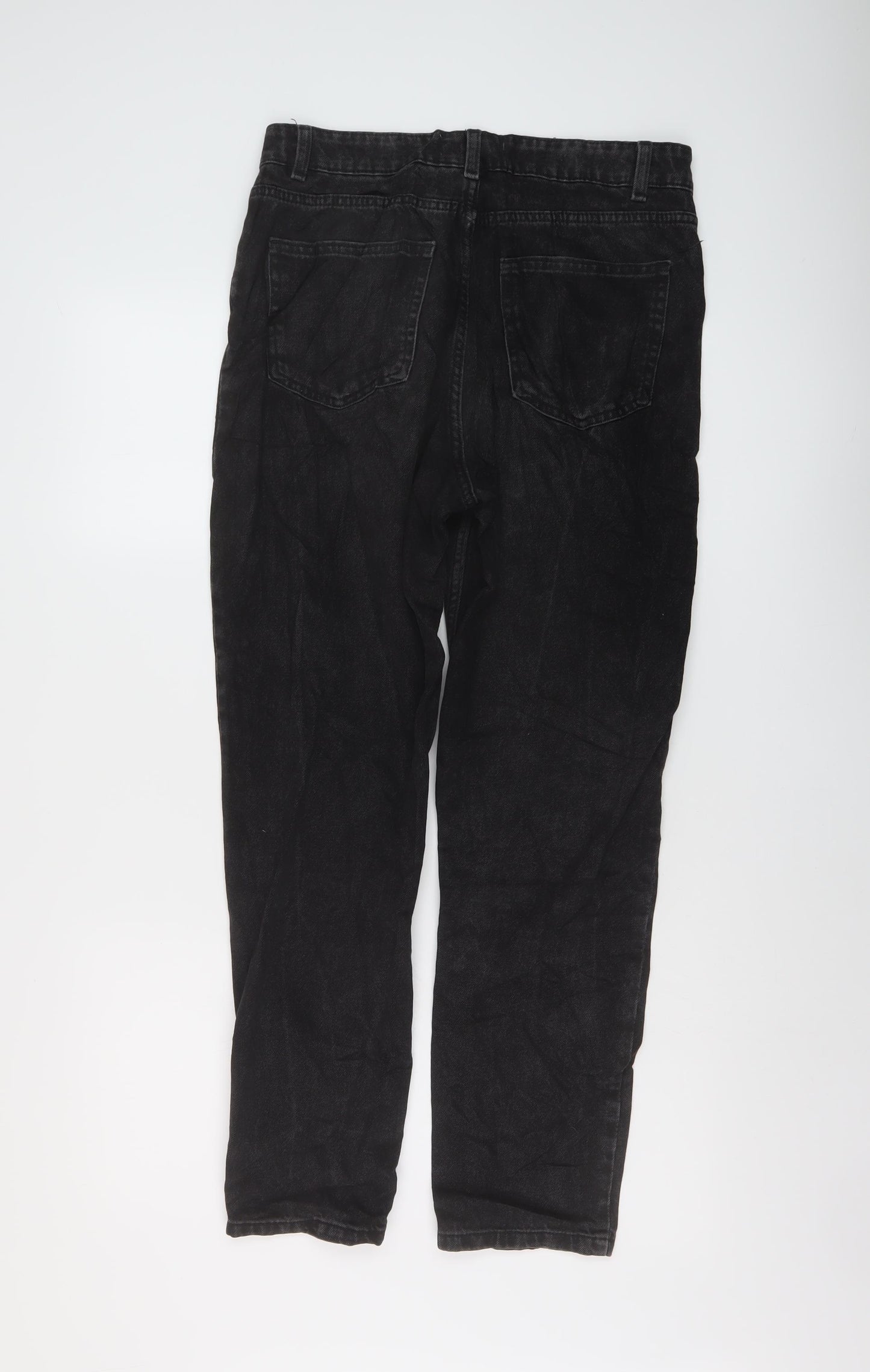 Denim & Co. Womens Grey Cotton Straight Jeans Size 12 L28 in Regular Button