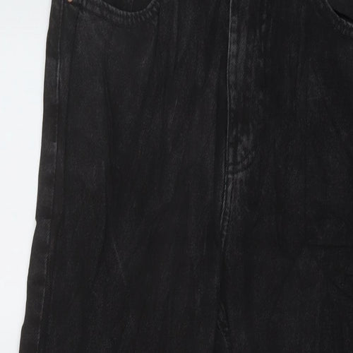 Denim & Co. Womens Grey Cotton Straight Jeans Size 12 L28 in Regular Button